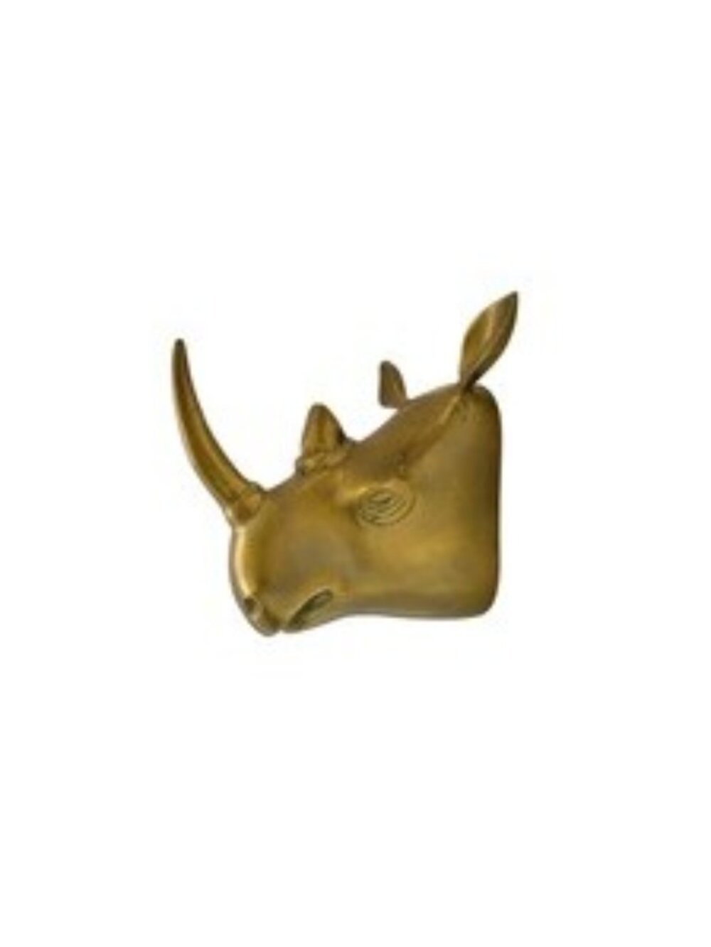 Rhino Head Brass Sculpture Vintage Wall Mount Decor Safari Decor
